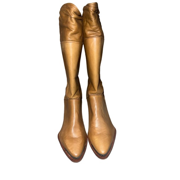 Vintage 70's Zodiac tan leather western calf boots. NEW Women's size 8.5 - Picture 2 of 11